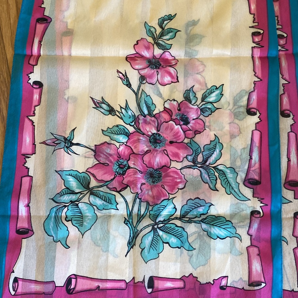 Monique Martin Pink and Blue Signed Scarf